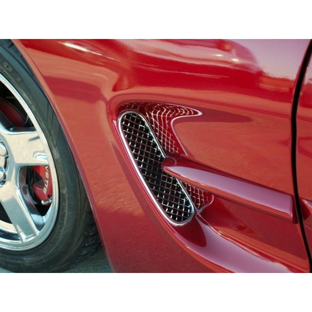 Corvette Side Fender Vent Grille (Set) - Laser Mesh Stainless Steel : 1997-2004 C5 & Z06