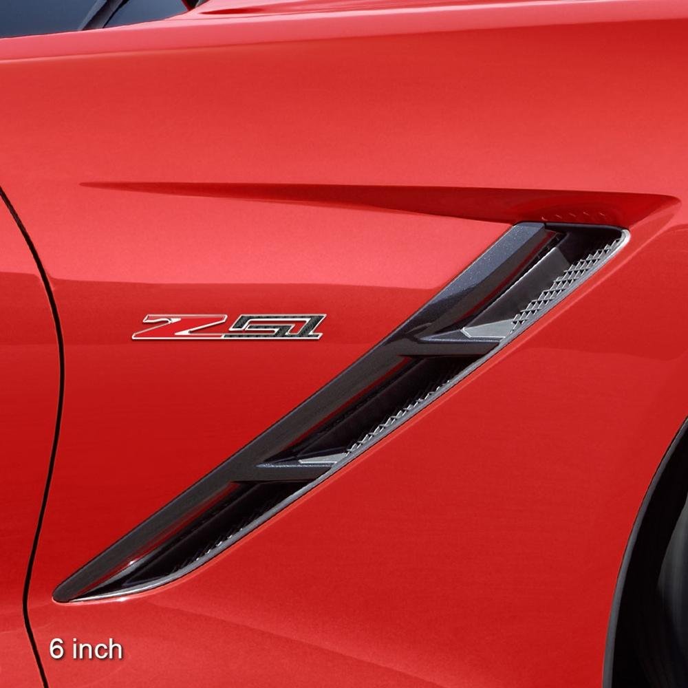 Corvette C7 Z51 Badge/Emblem - Domed - Carbon Fiber Look w/Chrome Trim: C7 Stingray Z51