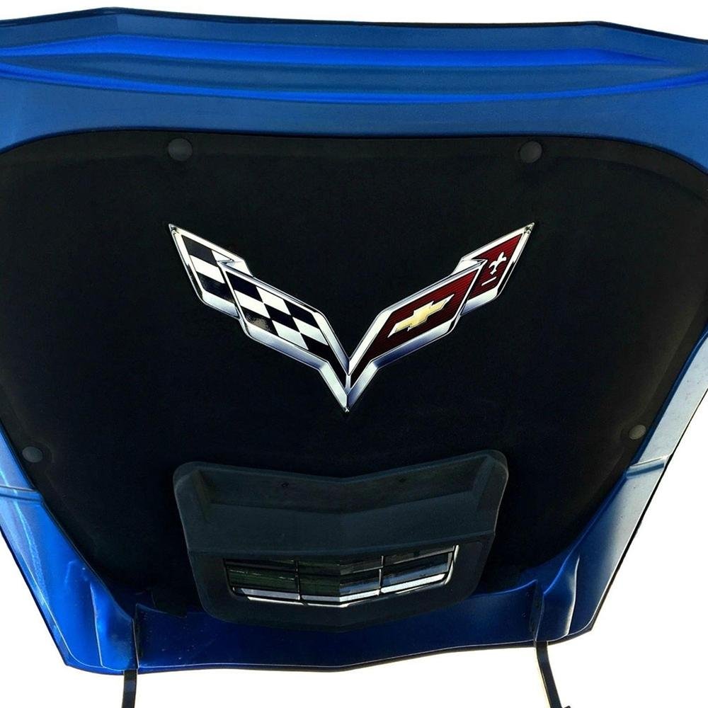 Corvette Metal Crossed Flags Hood Panel Badge : C7 Stingray, Z51