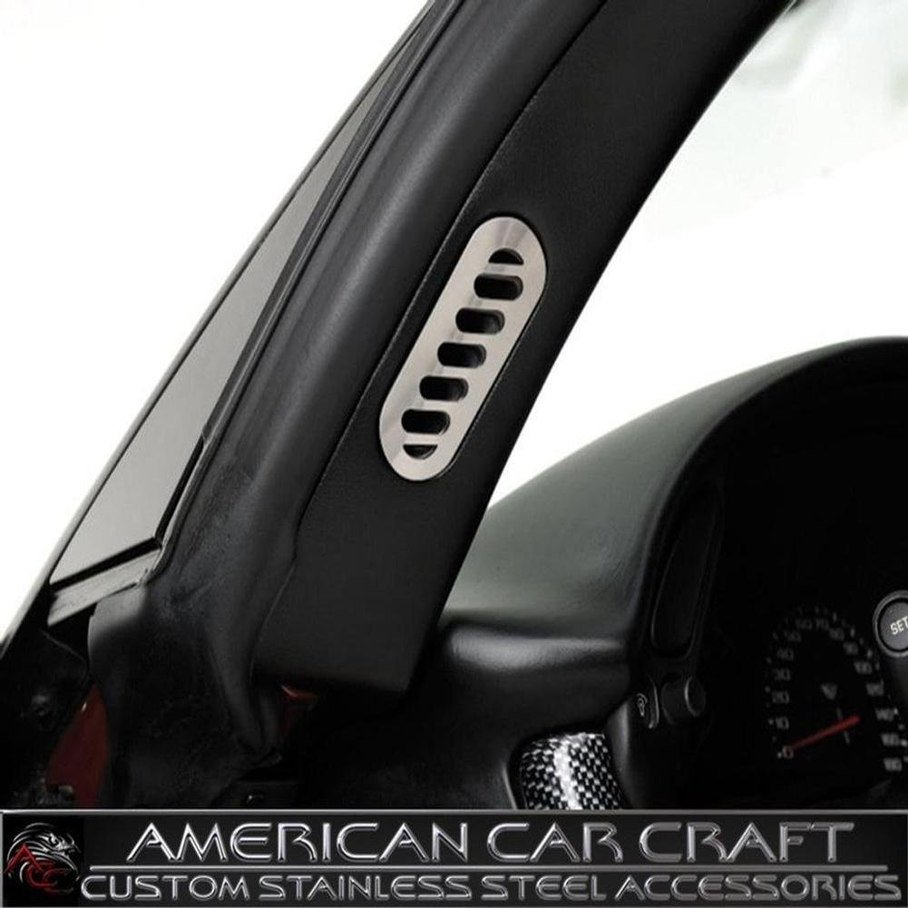 Corvette Interior Pillar Vent Trim Kit 2 Pc. (Set) - Brushed or Polished Stainless Steel : 1997-2004 C5 & Z06