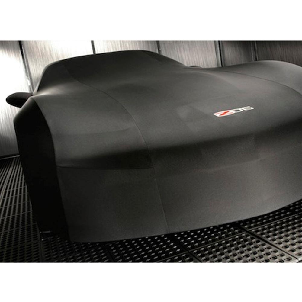 Corvette GM Car Cover Stretch Satin w/C6 Z06 logo on front & rear - Black: 2006-2013 Z06