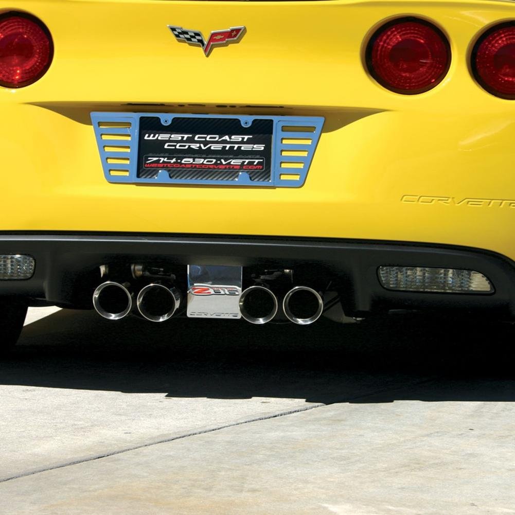 Corvette Exhaust Plate - Billet Chrome with C6 Z06 Logo : 2006-2013 Z06