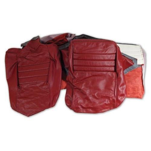 Corvette Leather Seat Covers. Red Leather/Vinyl Original 4-Bolster: 1982
