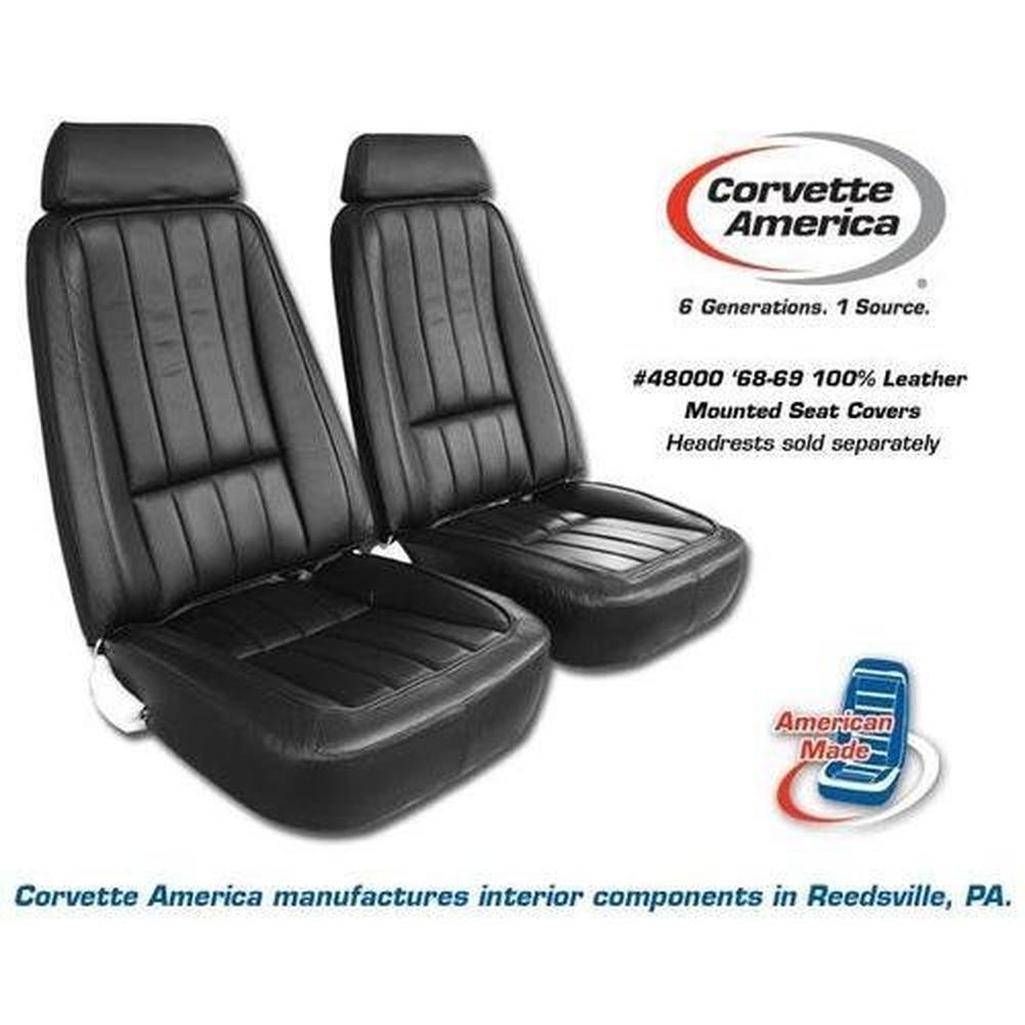 Corvette Mounted Seat Covers. 100% Leather With Shoulder Harness: 1970-1975
