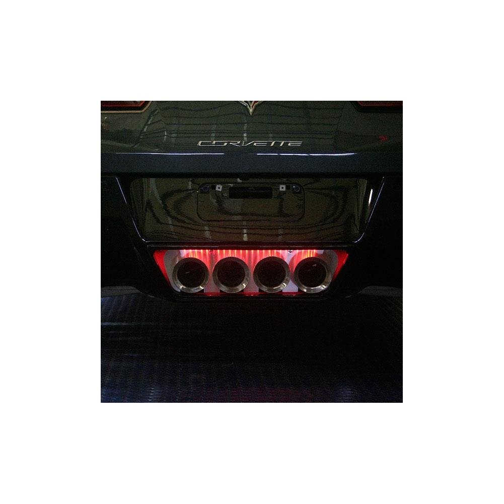 C7 Corvette Exhaust Port Filler Panel - NPP+Dual-Mode : Stingray, Z06, Grand Sport, ZR1 (Illuminated Red)