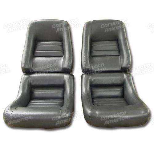 Corvette Mounted Leather Like Seat Covers. Charcoal 4-Bolster: 1982