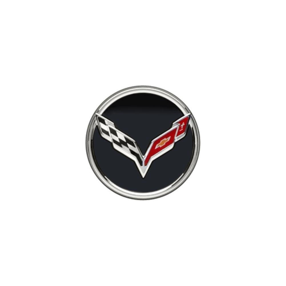 C7 Corvette Stingray GM Center Cap w/Crossed Flags Logo - Black w/Chrome Ring