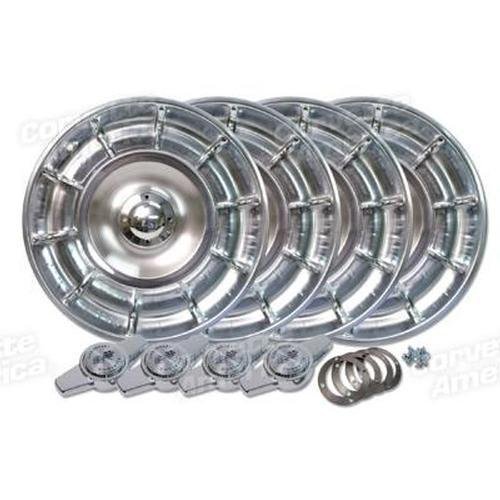 Corvette Hubcaps With Spinners. 4 Piece Set: 1956-1958