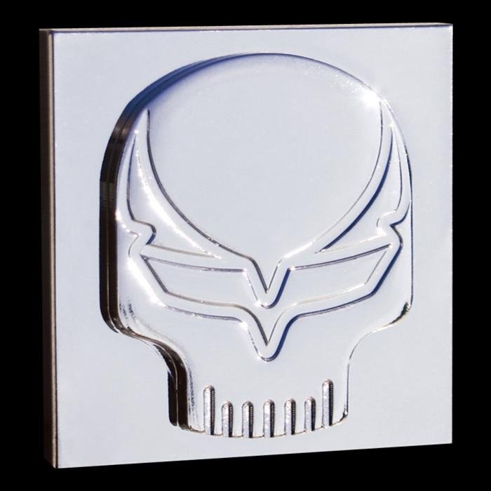 Corvette Speed Demon Skull Chiclet Badges - Billet Chrome : 2 Pc.