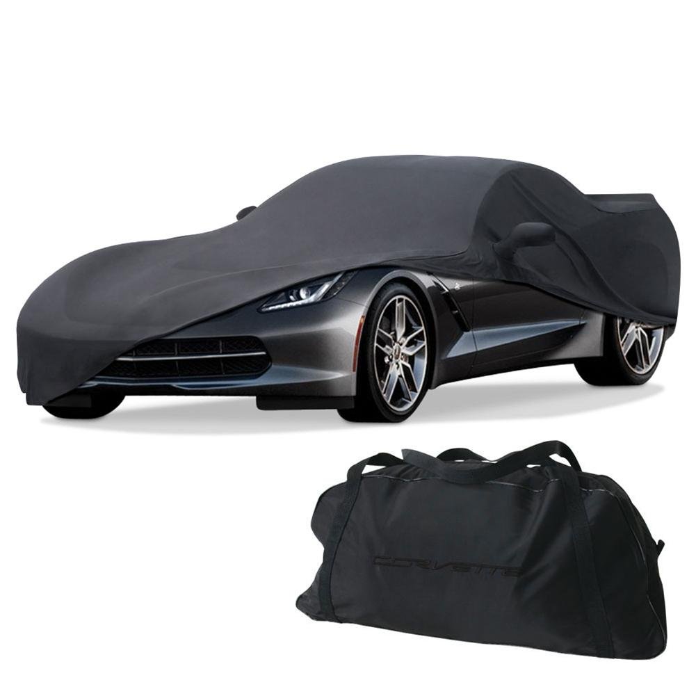 Corvette Stretch Satin Car Cover w/Stingray Fish Logos - Indoor : C7 Stingray, Z51, Z06, Grand Sport