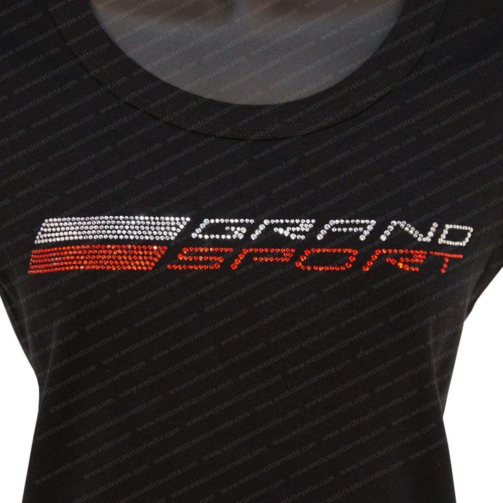 C7 Corvette - Ladies Rhinestone Scoop Neck Tee - Black : C7 Grand Sport