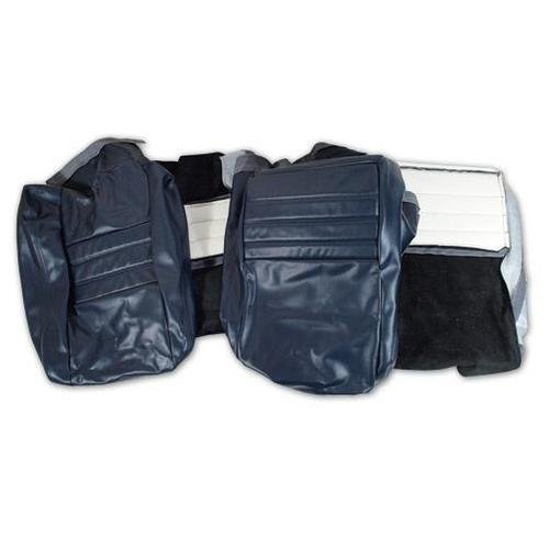 Corvette Leather Seat Covers. Dark Blue Leather/Vinyl Original 4-Bolster: 1982