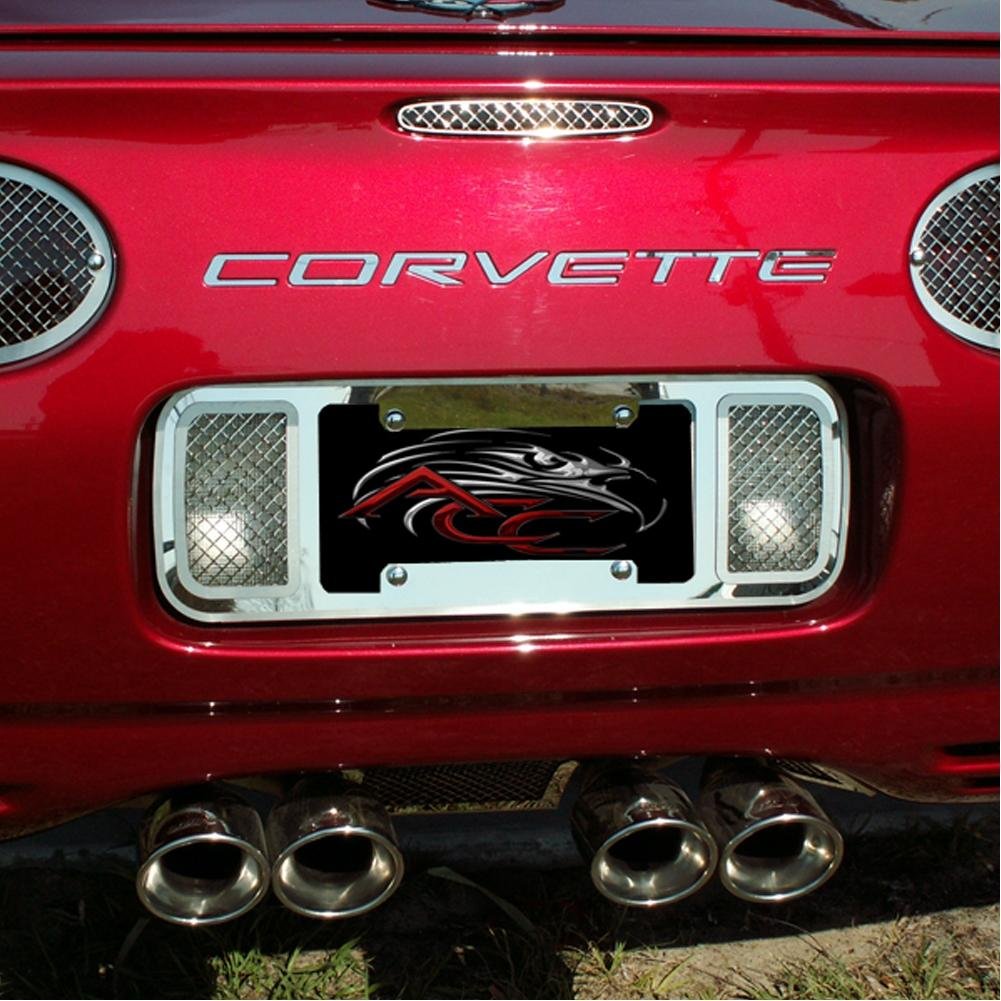 Corvette Rear Tag Frame - Laser Mesh Stainless Steel : 1997-2004 C5