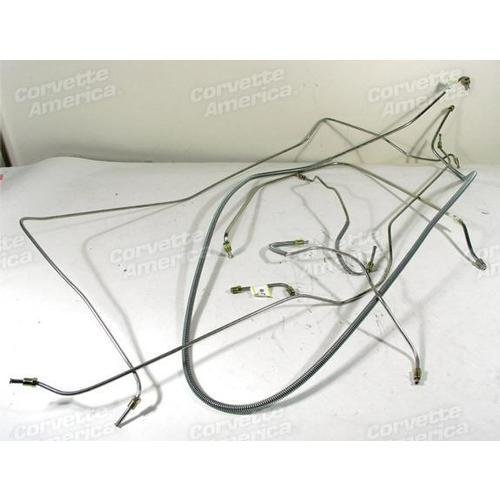 Corvette Brake Line Set. Stainless Steel W/Power Brake 1/4 Inch: 1965-1966