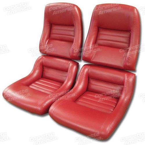 Corvette Mounted Leather Like Seat Covers. Red 2-Bolster: 1979-1981