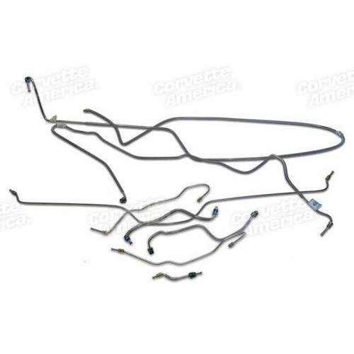 Corvette Brake Line Set. Stainless Steel W/Power Brake: 1970-1973