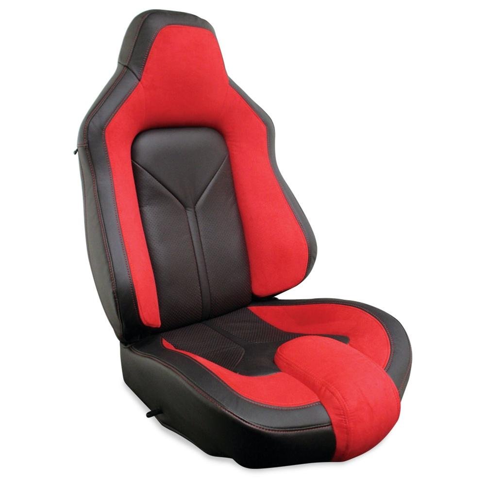Corvette Sport Seat Foam & Seat Covers - Red/Black - Non Perforated : 2005 - 2013 C6, Z06, GS & ZR1