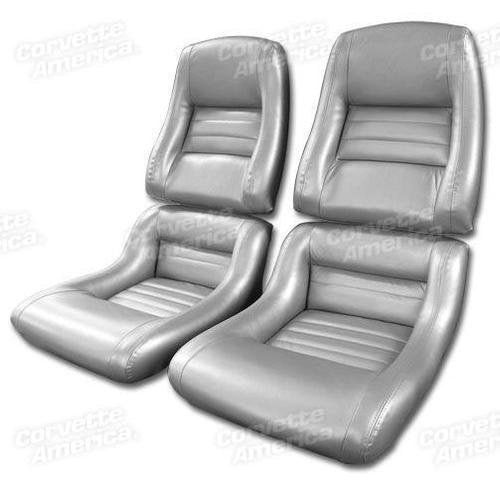 Corvette Mounted Leathr Seat Covers. Slvr Pace Lthr/Vnyl Original 2-Blstr: 1978