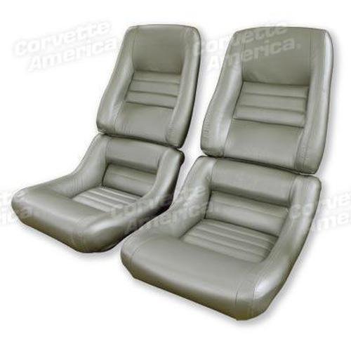 Corvette Mounted Leather Seat Covers. Silver Pace 100%-Leather 4-Bolster: 1978