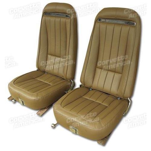 Corvette Leather Seat Covers. Dark Saddle 100%-Leather: 1970-1971