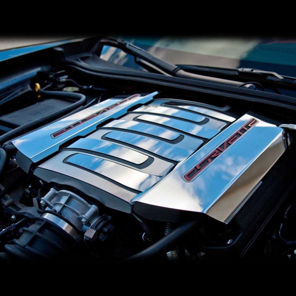 Corvette Fuel Rail Covers / Factory Overlay Polished : C7 Stingray, Z51, Grand Sport