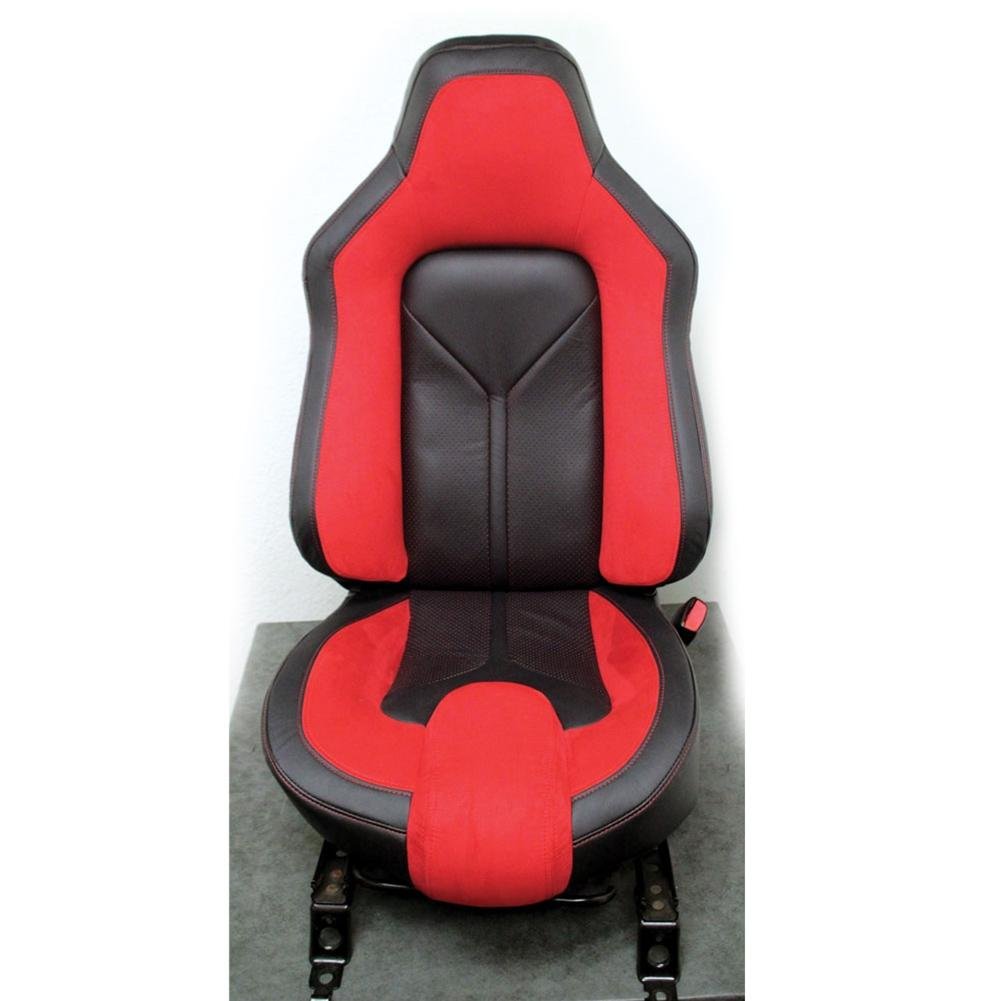 Corvette Sport Seat Foam & Seat Covers - Red/Black - Non Perforated : 2005 - 2013 C6, Z06, GS & ZR1