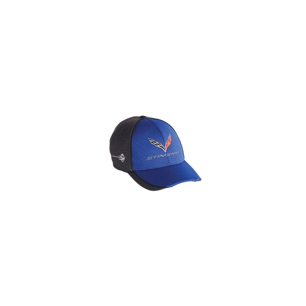 Corvette Hat/Cap - Embroidered - Carbon Fiber Pattern - Blue : C7 Stingray