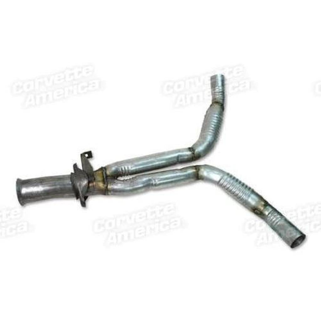 Corvette Exhaust Pipe. Rear Y W/Heat Shields: 1986-1990