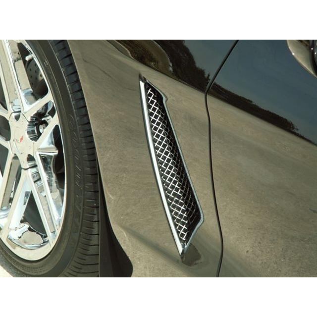 Corvette Side Grilles (Set) - Laser Mesh Stainless Steel : 2005-2013 C6