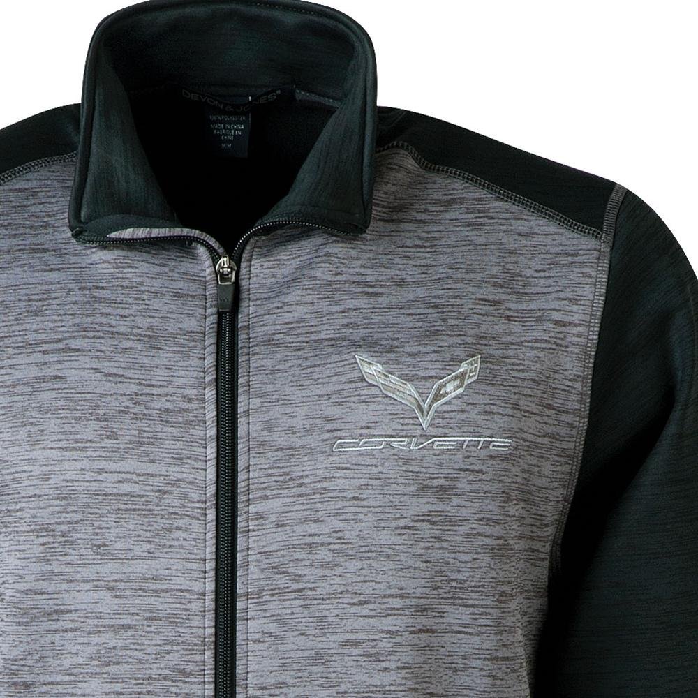 C7 Corvette Tonal Newbury Full Zip Fleece : Black/Graphite