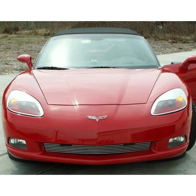 Corvette Headlight Eyebrow Kit Aggressive Style - Chrome ABS : 2005-2013 C6,Z06,ZR1,Grand Sport