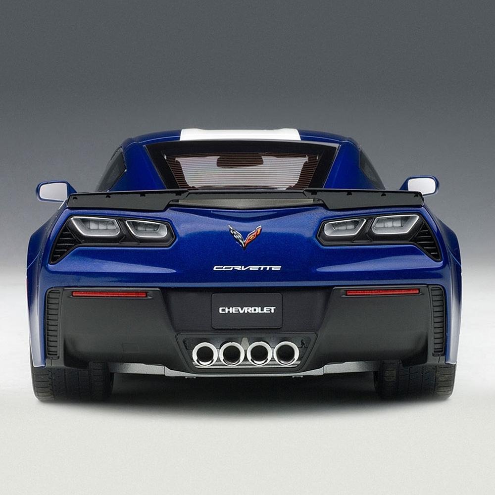 C7 Corvette Grand Sport - Admiral Blue w/White Stripe, Red Fender Hash Marks : Die Cast 1:18
