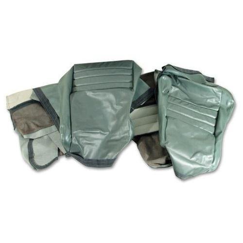 Corvette Leather Seat Covers. Silvergreen Leathr/Vinyl Original 2-Bolster: 1982