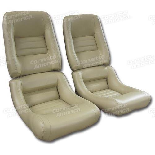 Corvette Mounted Leather Seat Covers. Doeskin 100%-Leather 4-Bolster: 1979-1980