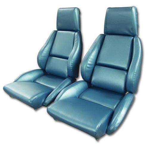 Corvette Mounted Leather Like Seat Covers. Blue Standard No-Perforations: 1986-1988