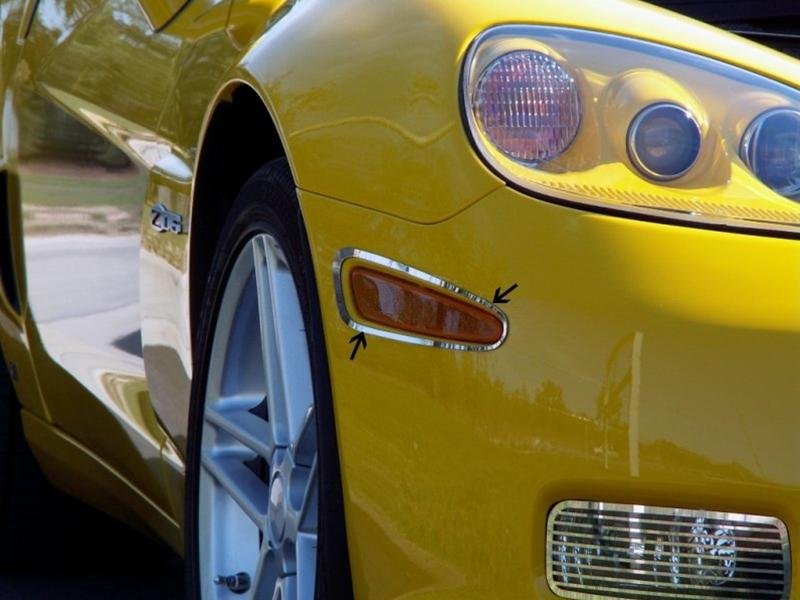 Corvette Side Marker Light Trim 2 Pc. (Set) - Polished Stainless Steel : 2006-2013 Z06,ZR1,Grand Sport