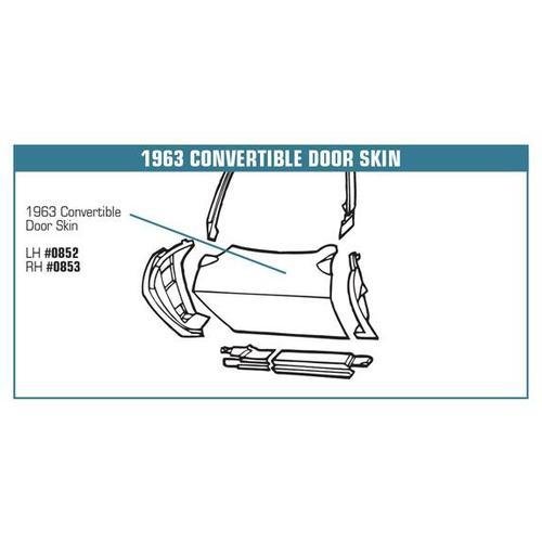 Corvette Door Skin. Outer Convertible RH: 1963-1964