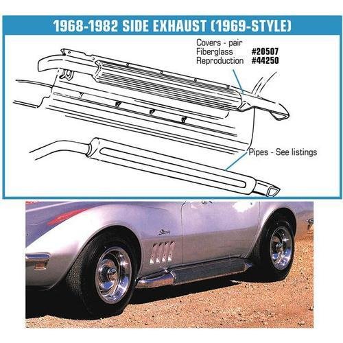 Corvette Side Exhaust Pipes. 327/350 Aluminized - Loud: 1968-1974