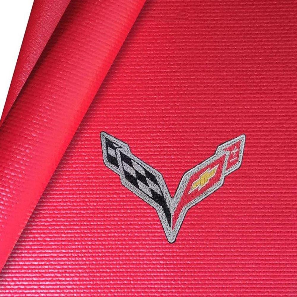 Corvette Fender Mat with C7 Crossed Flags Logo - 36" X 24" : Red