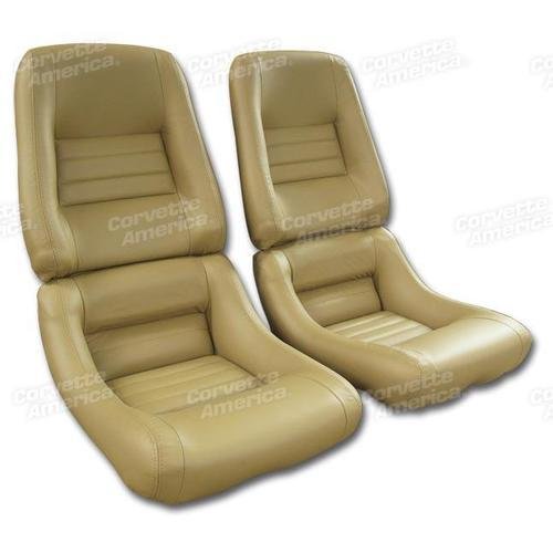 Corvette Mounted Leather Seat Covers. Camel 100%-Leather 4-Bolster: 1981-1982