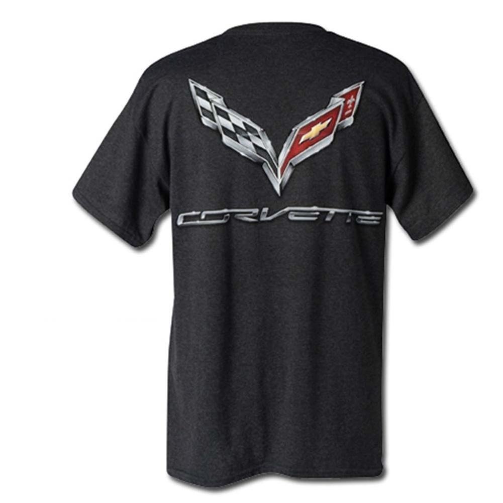 C7 Corvette Logo Flag T-shirt : Charcoal