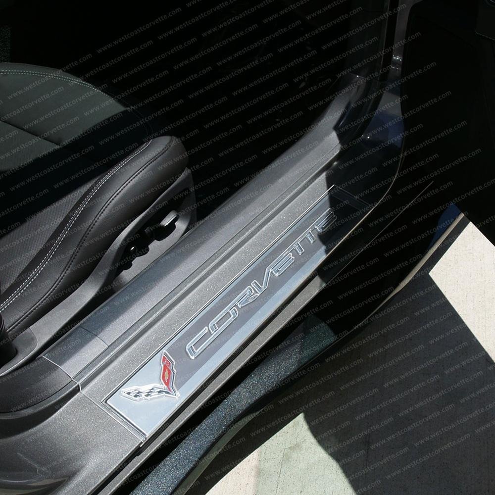 Corvette Embossed Clear Door Sill Protectors : C7 Stingray, Z51, Z06, Grand Sport