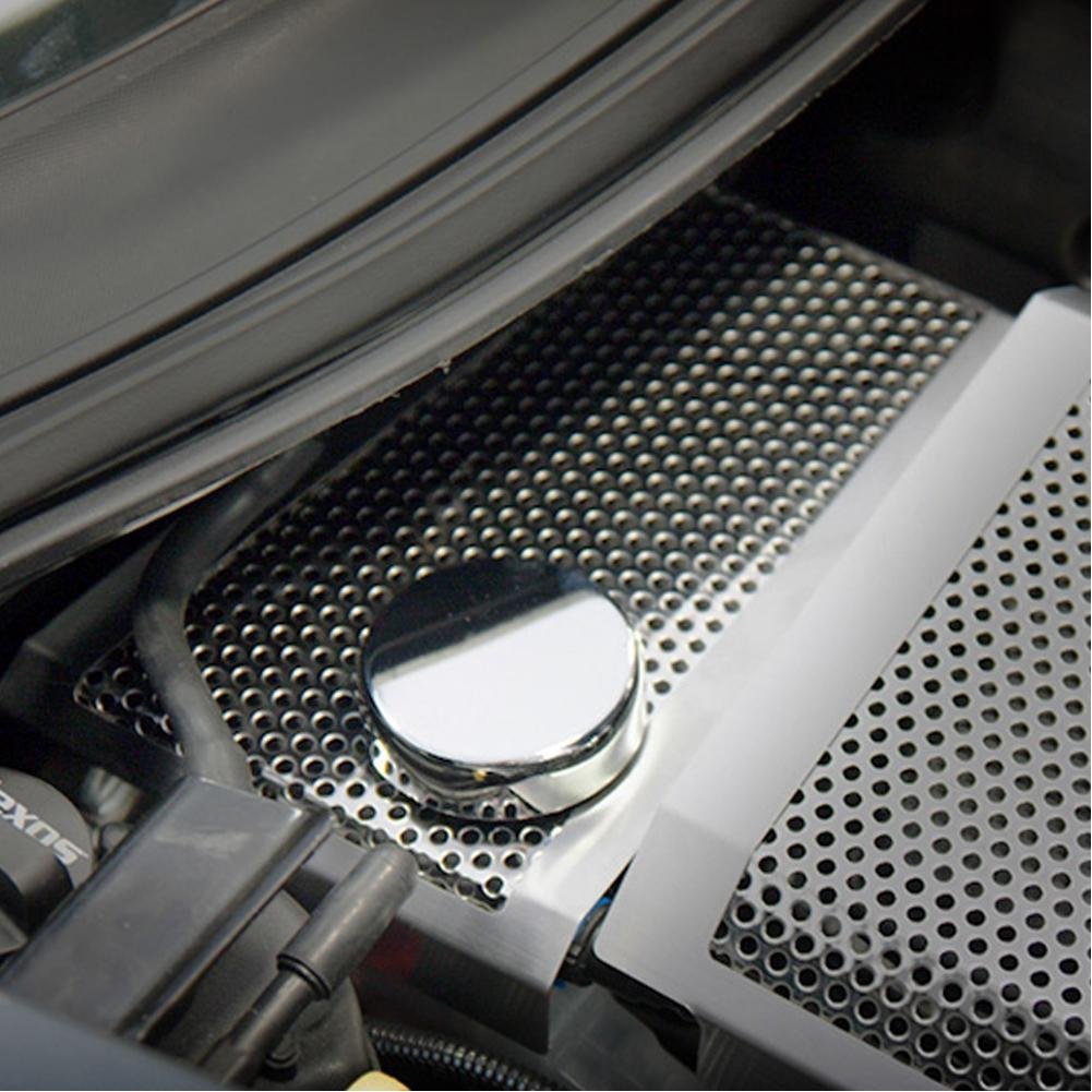 Corvette Water Tank Cover - Perforated Stainless Steel - Polished : C7 Stingray, Z51, Z06, ZR1