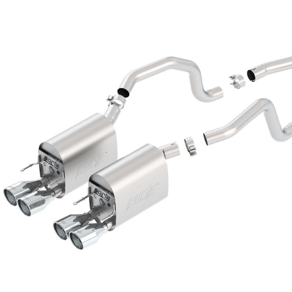 Corvette Exhaust System - Borla Cat-Back Sys w/ X-Pipe S-Type II/4 Rd 4"RL, AC Tips : 2009-2011 C6