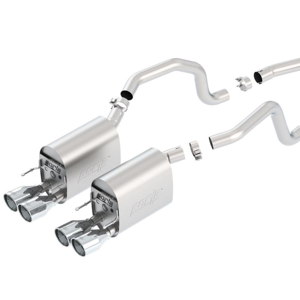 Corvette Exhaust System - Borla Cat-Back Sys w/ X-Pipe S-Type II/4 Rd 4"RL, AC Tips : 2009-2011 C6