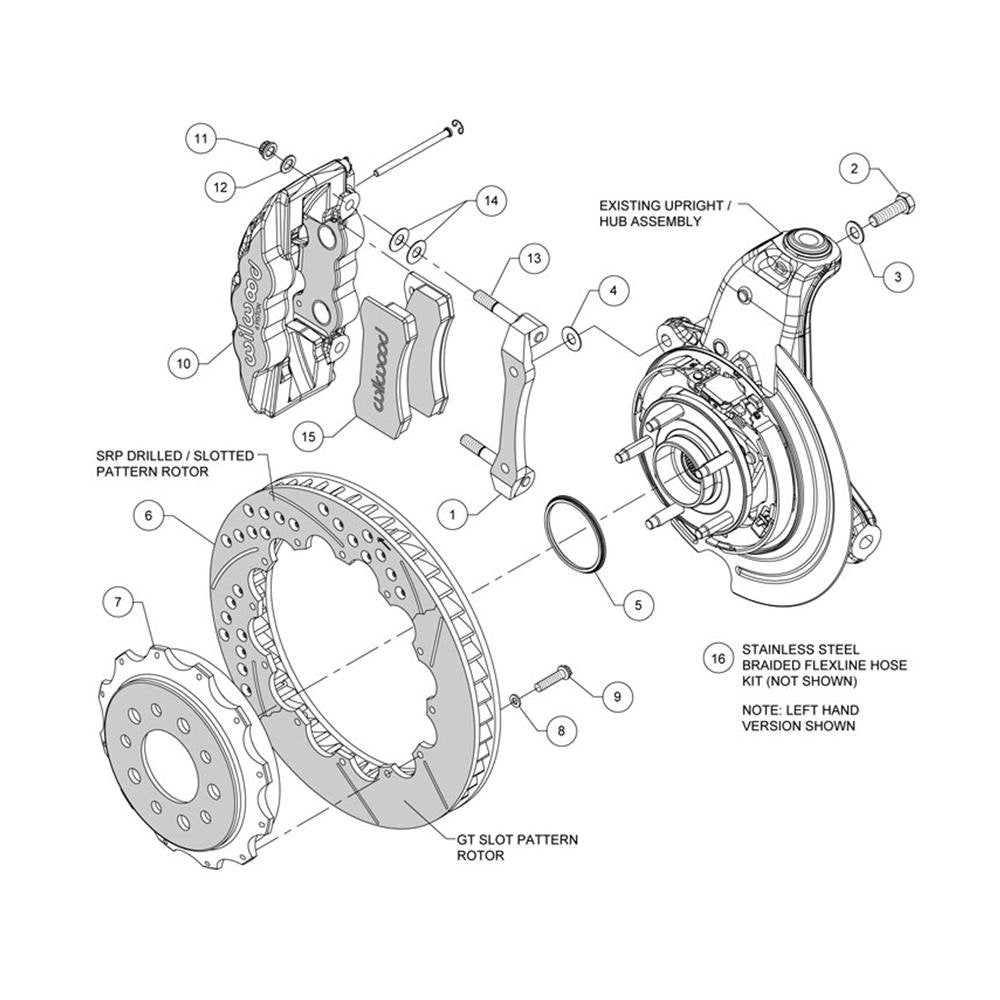 Corvette Wilwood AERO4 Big Brake Rear Kit for OE Parking Brake : C7 Stingray