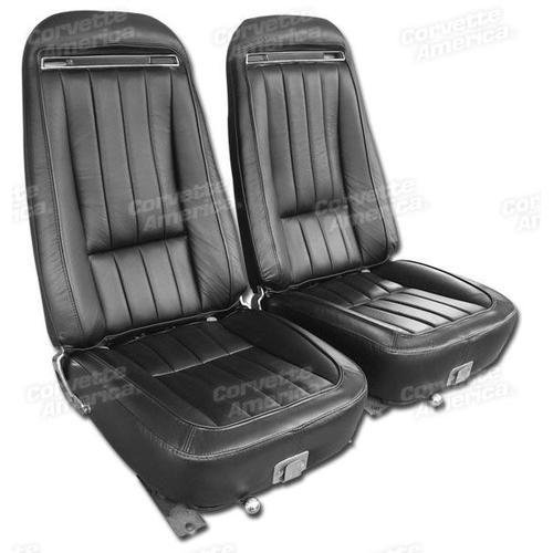 Corvette Leather Seat Covers. Black 100%-Leather: 1970-1971