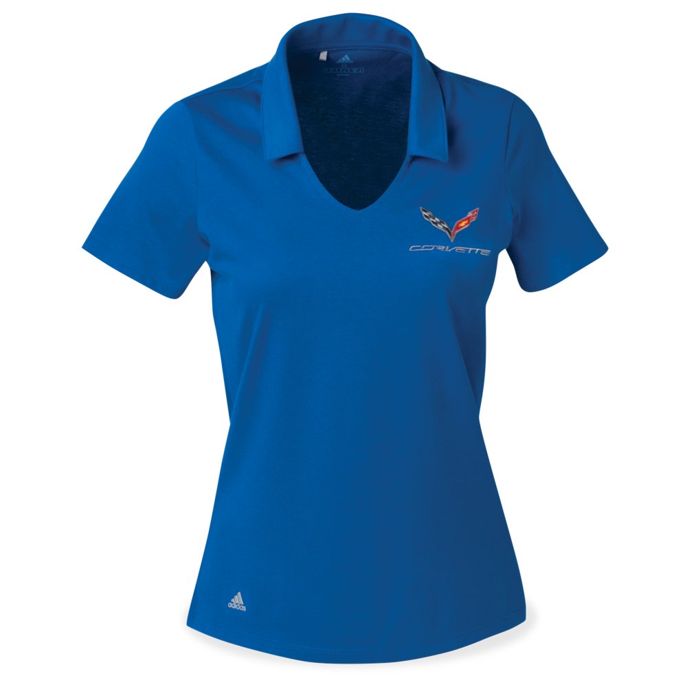 C7 Corvette Ladies Adidas Cotton Hand Polo : Royal Blue