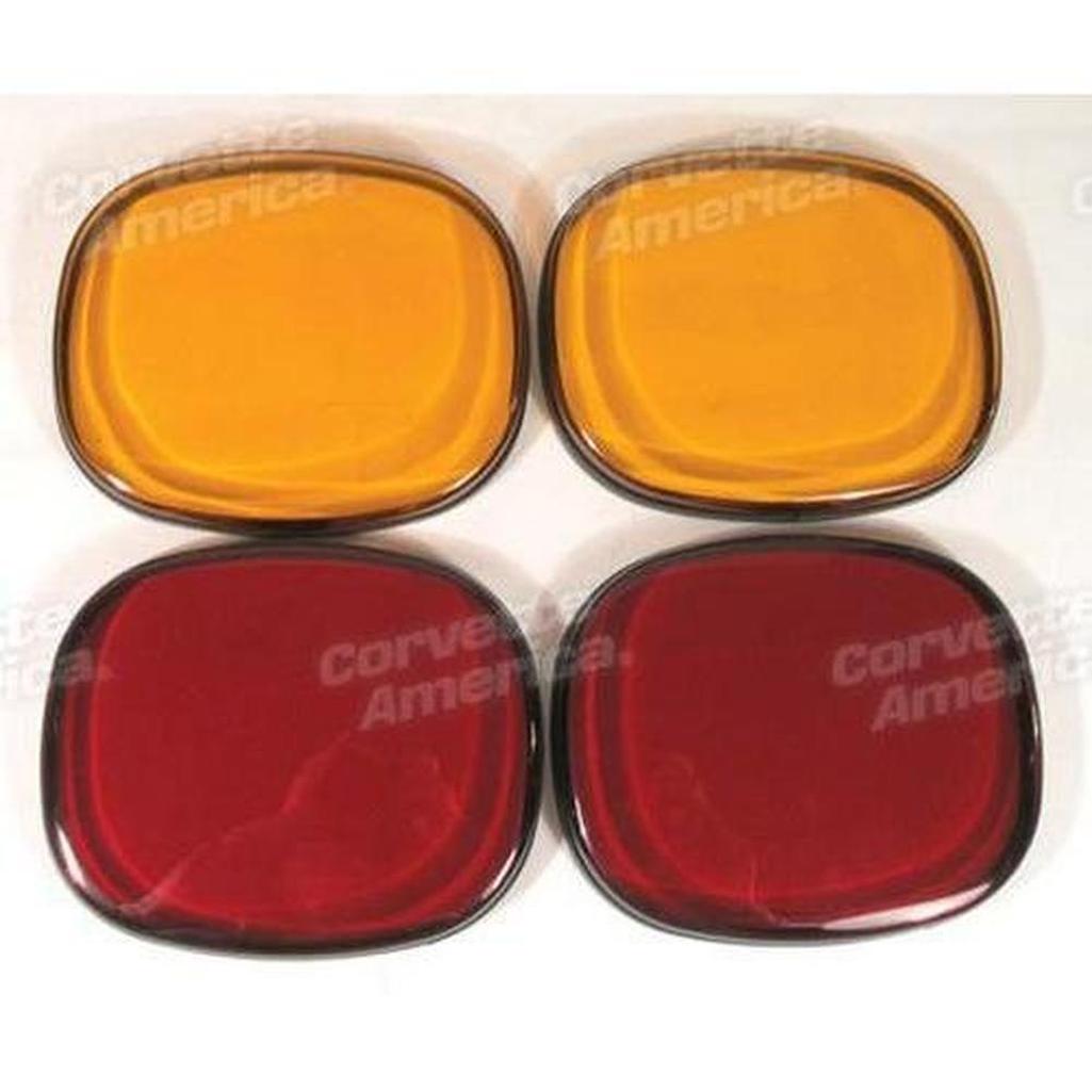 Corvette Taillight Lens. Bubble 4 Piece - 2 Red & 2 Amber: 1991-1996