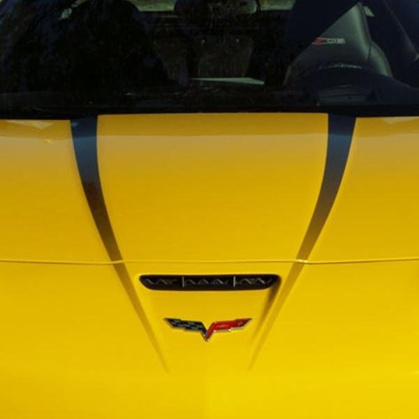 Corvette Hood Graphic Fade Stripe Decal 2Pc - Black : 2005-2013 C6, Z06, Grand Sport